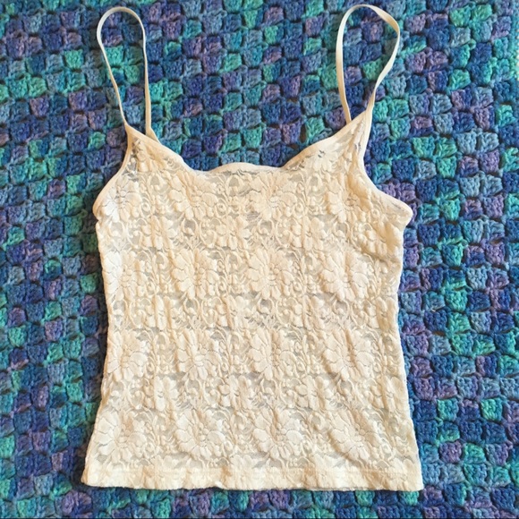 Old Navy Ivory White Lace Medium Cami Shirt Tank - Picture 2 of 7